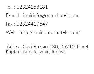 Ontur Otel Izmir iletiim bilgileri